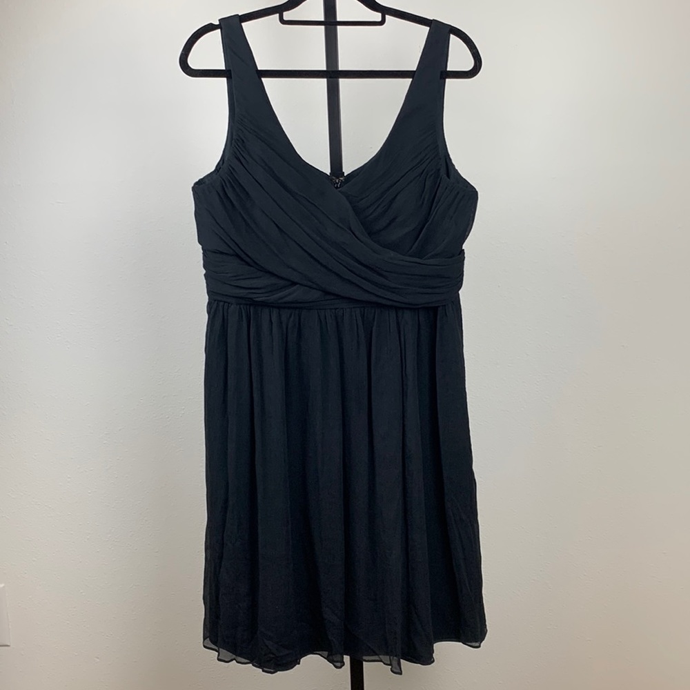 J Crew Black Silk Chiffon Heidi Dress, Sz 18